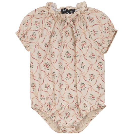 Printed Onesie Beige Wine Print