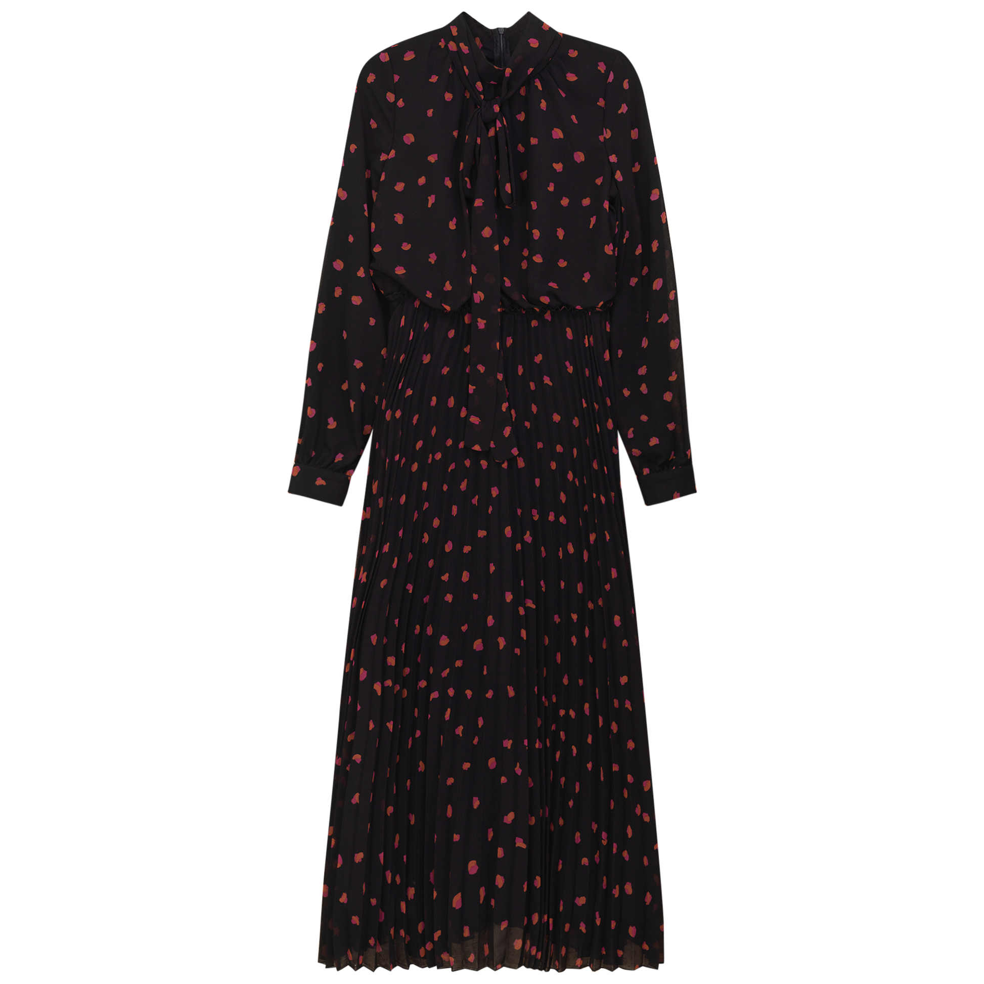 Sunburst Pleated Dress Black