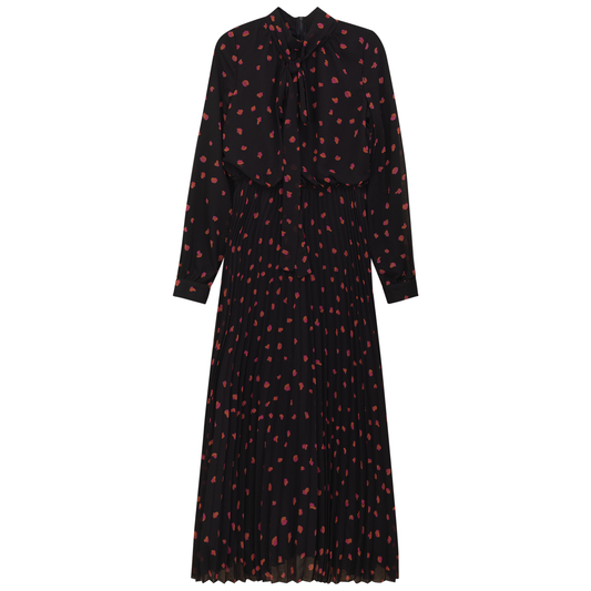 Sunburst Pleated Dress Black