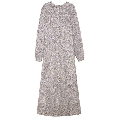 Printed Button Down Dress White Blue Floral