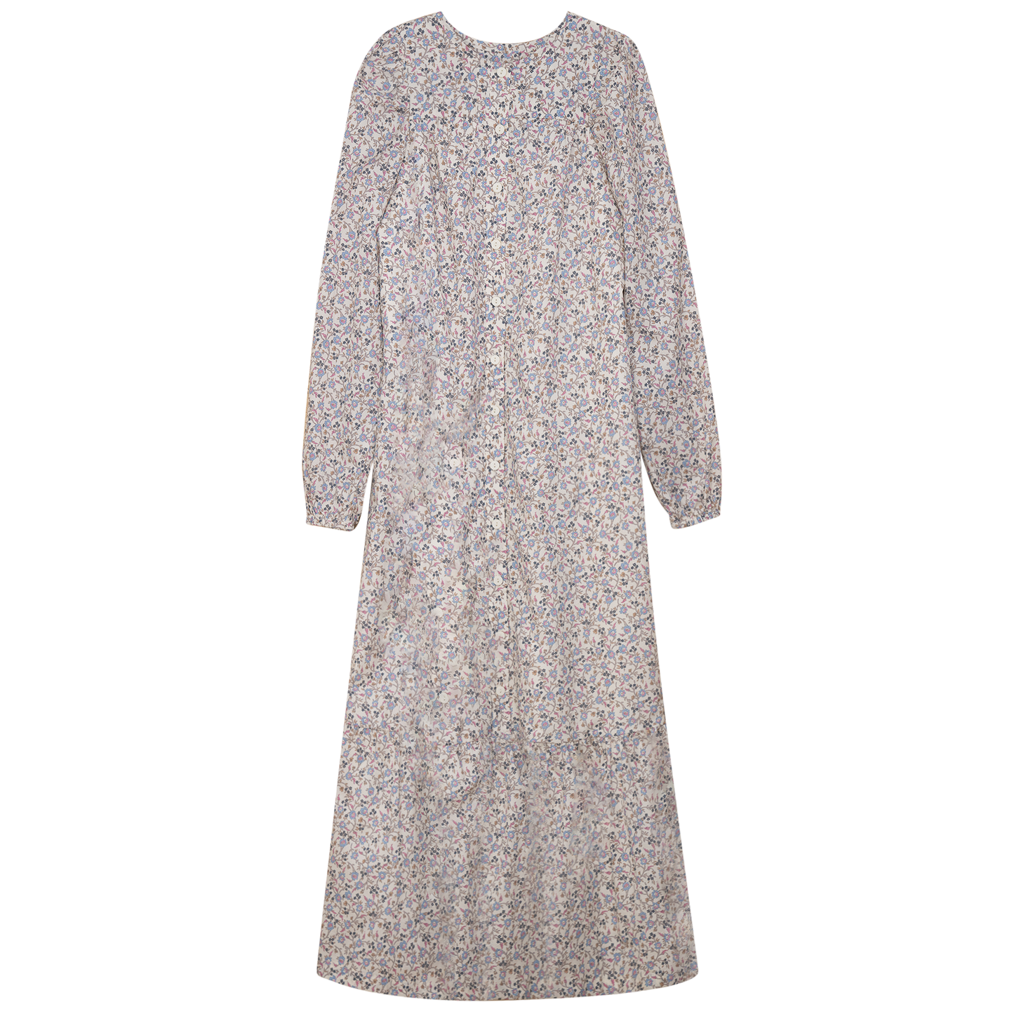 Printed Button Down Dress White Blue Floral