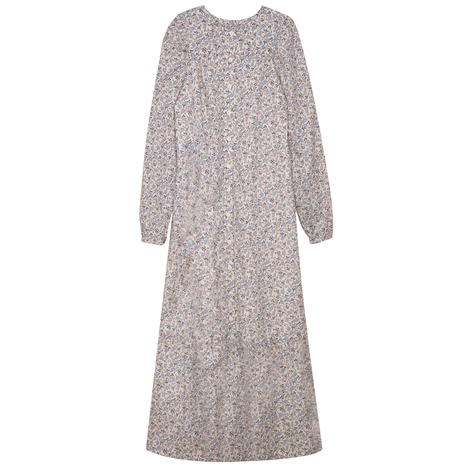 Printed Button Down Dress White Blue Floral