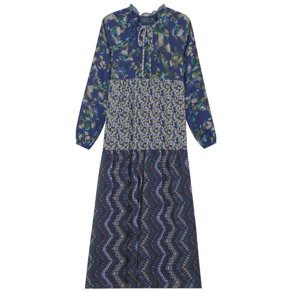 Printed Tiered Dress Blue Print