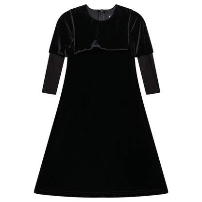 Velvet Sailor Robe Dress With Zip Black