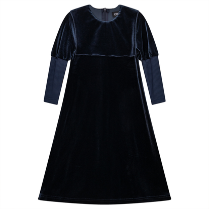 Velvet Sailor Robe Dress With Zip Blue