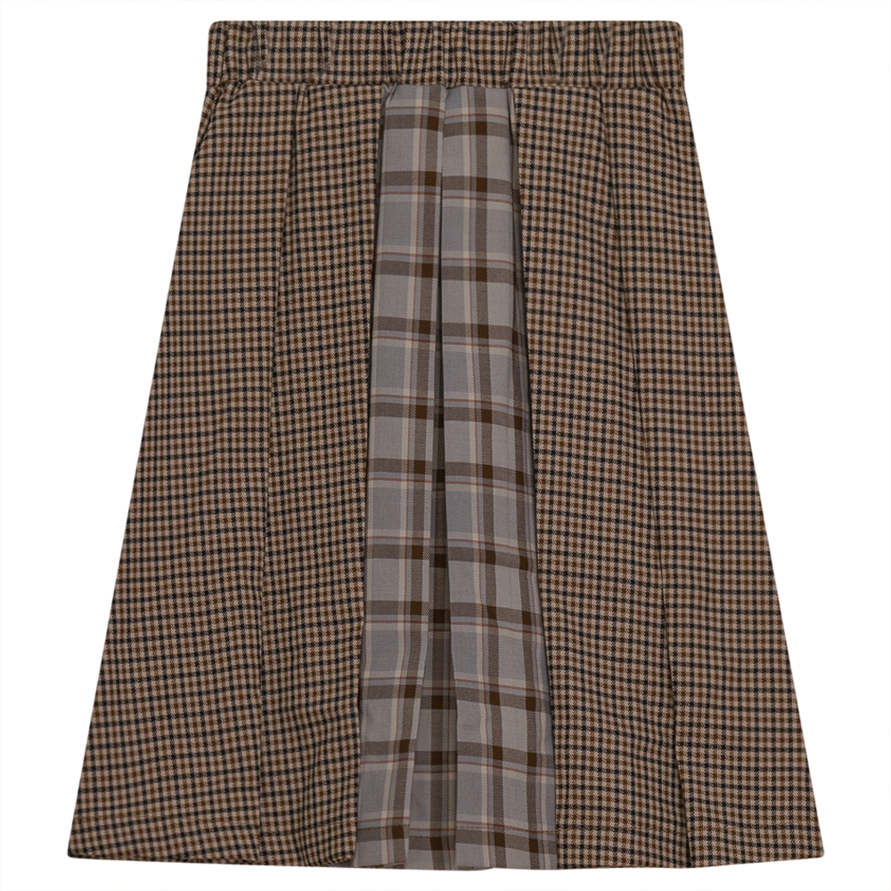 Two-Tone Skirt GREY BROWN PLAID