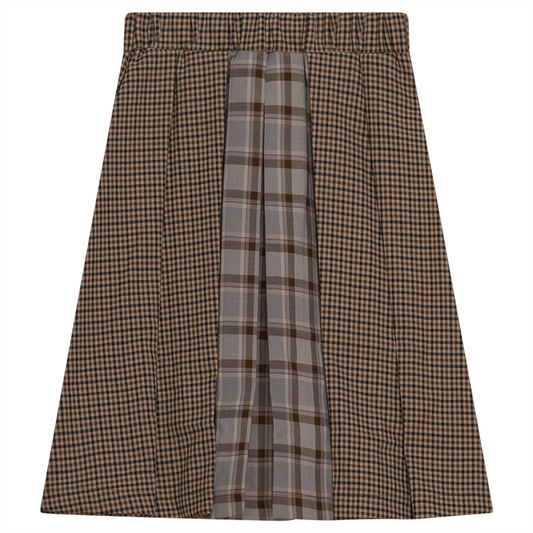 Two-Tone Skirt GREY BROWN PLAID