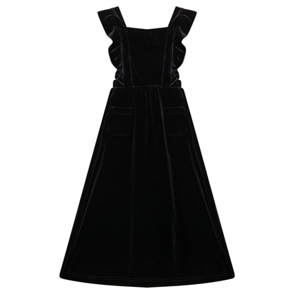 Long Jumper With Ruffles Around Straps Black