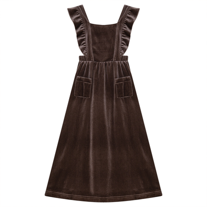 Long Jumper With Ruffles Around Straps Cocoa