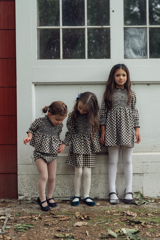 Plaid Smocked 2PC set BROWN PLAID