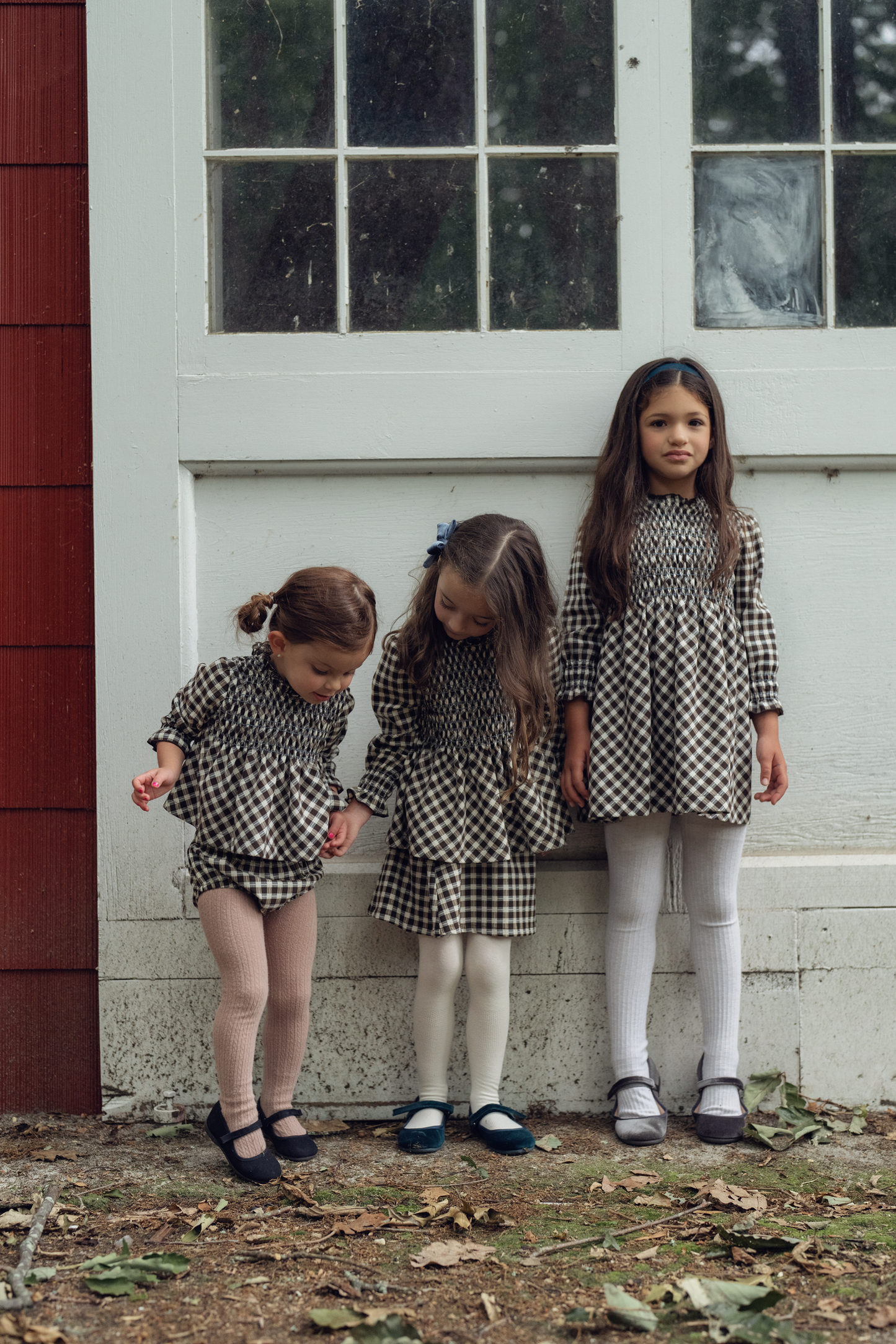 Plaid 2PC Smocked set BROWN PLAID