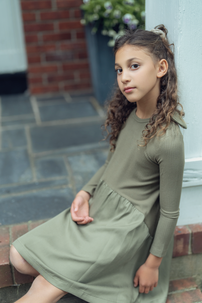 Shirred Ruffle Big Bow Dress