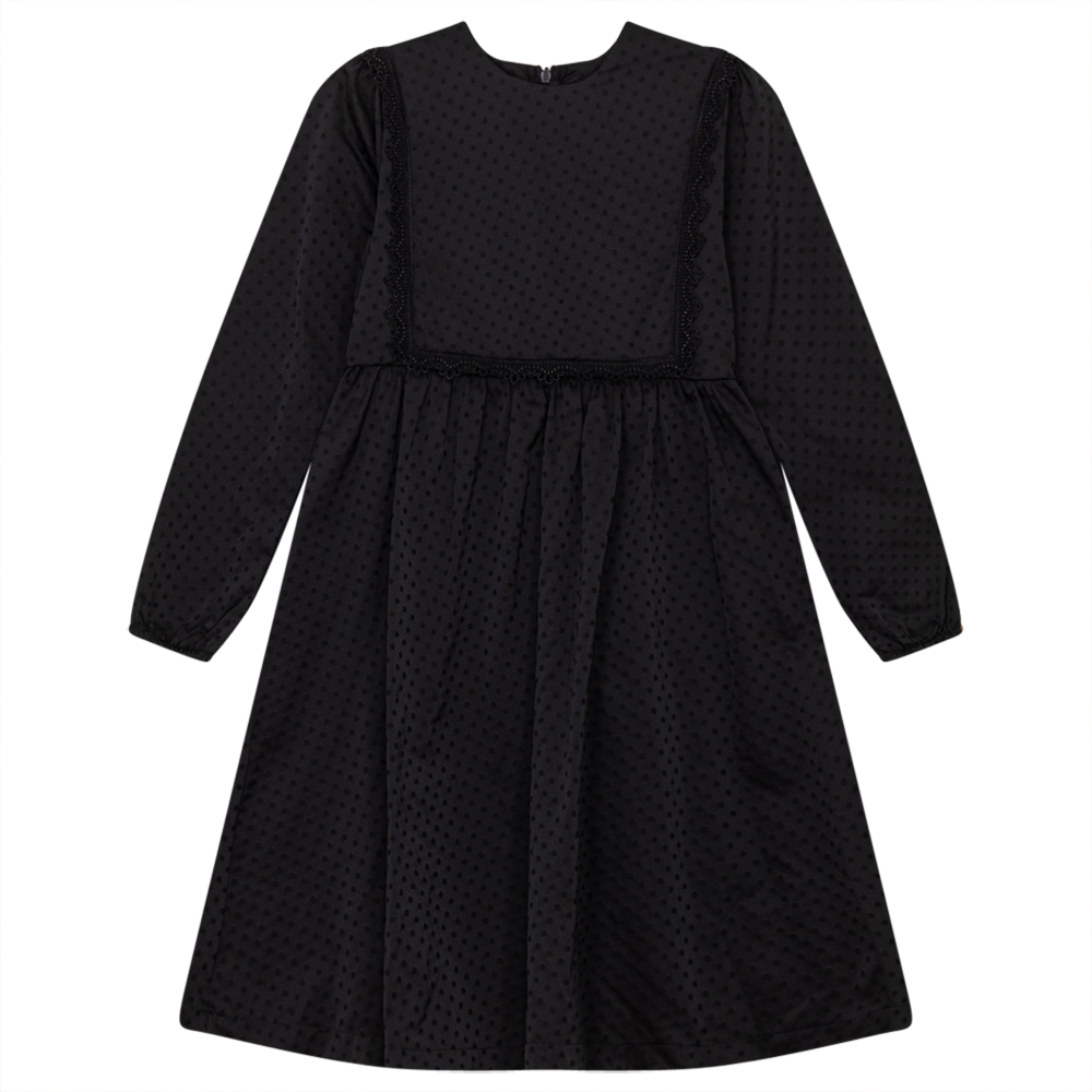 Lace Satin Dress Black
