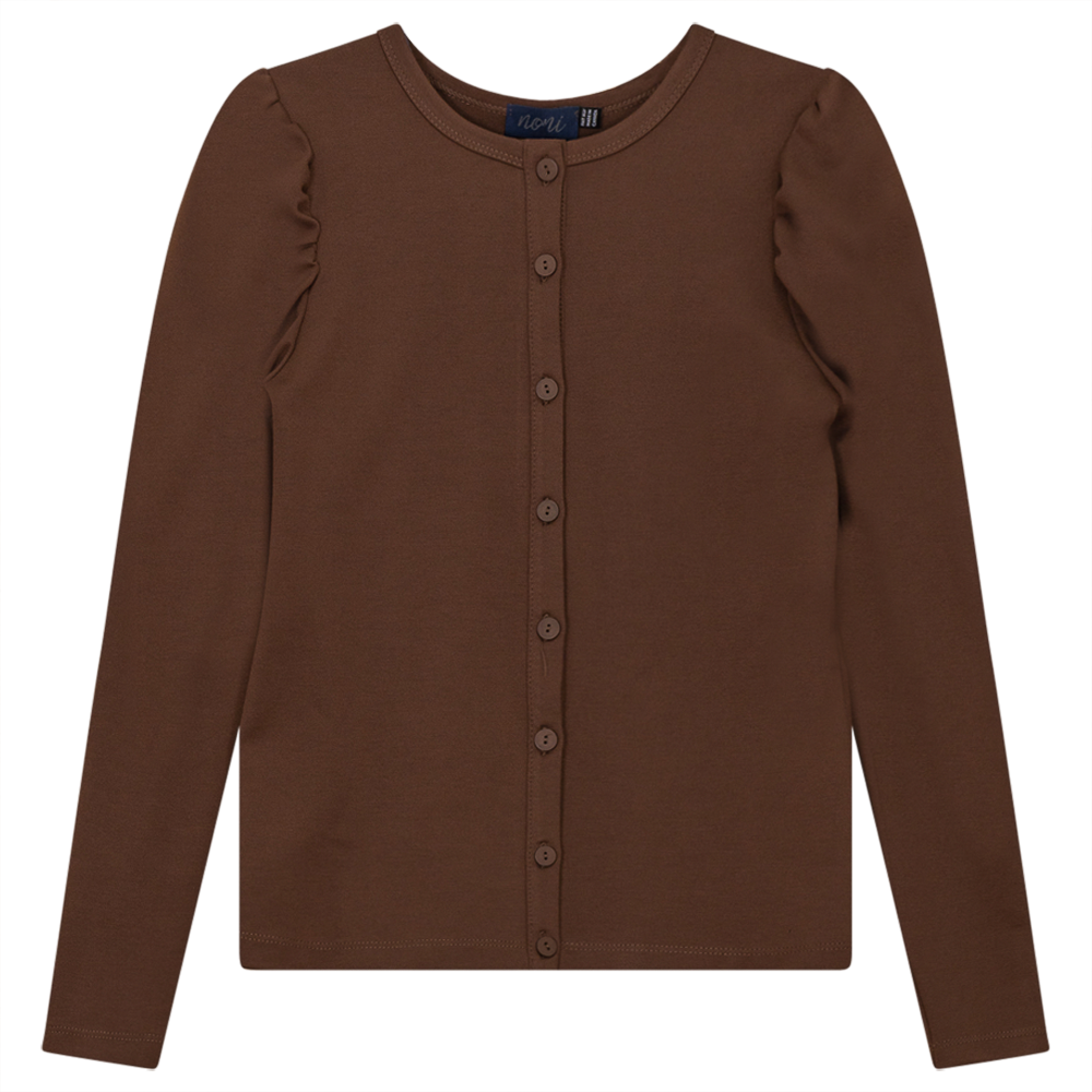 Ponte Top With Puff Shoulders Brown