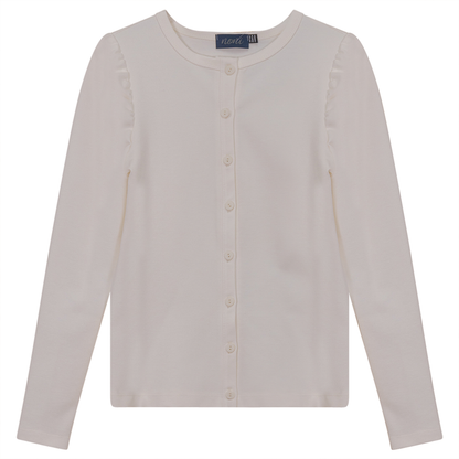 Ponte Top With Puff Shoulders Cream