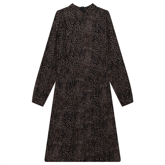 Pleated Floral Dress With Zip Black