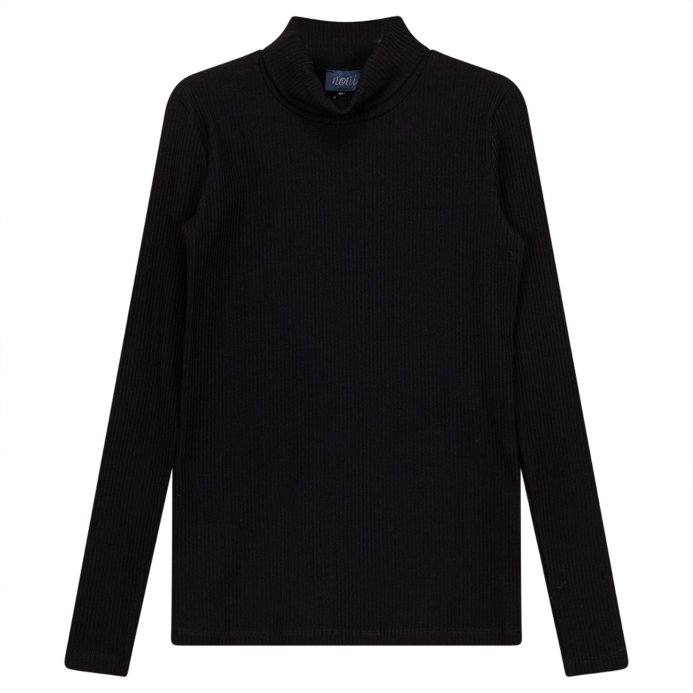 Ribbed Mock Neck Top Black