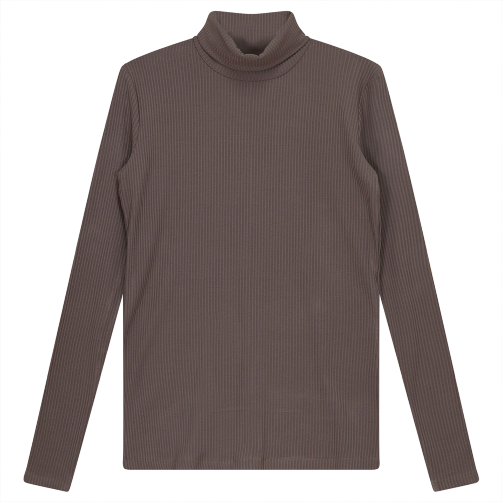 Ribbed Mock Neck Top Cocoa