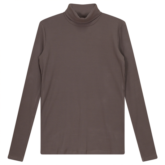 Ribbed Mock Neck Top Cocoa