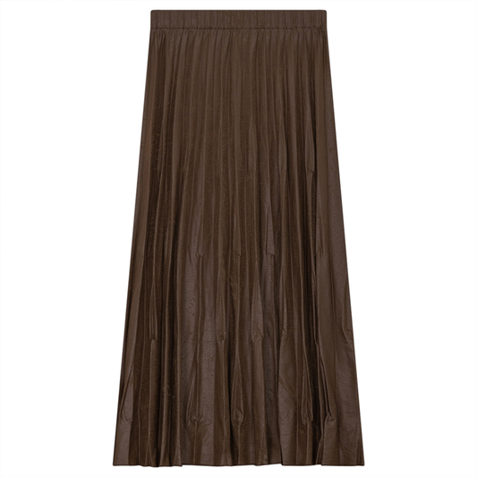 Rear Drop Pleated Midi-Skirt Chocolate