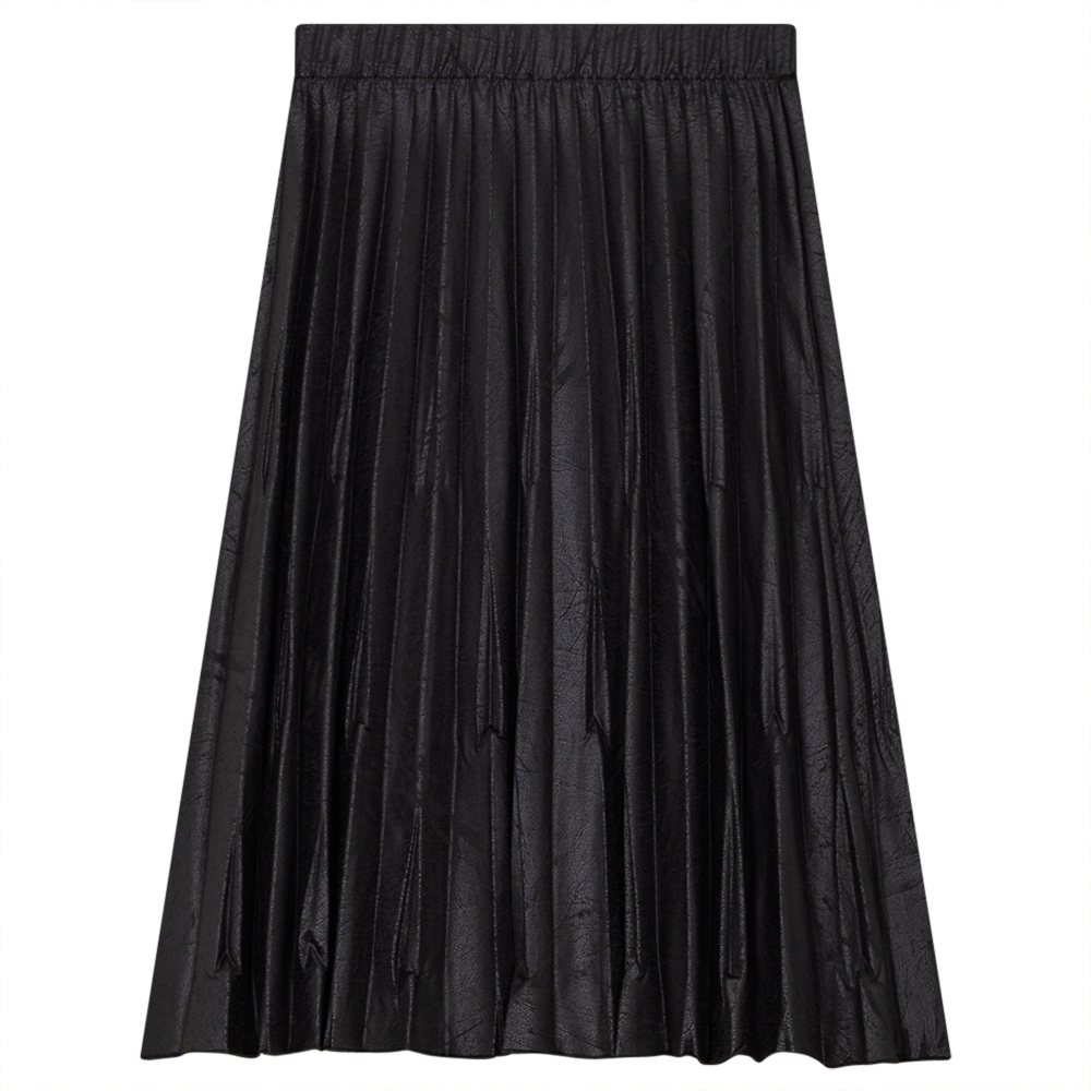 Rear Drop Pleated Skirt Black