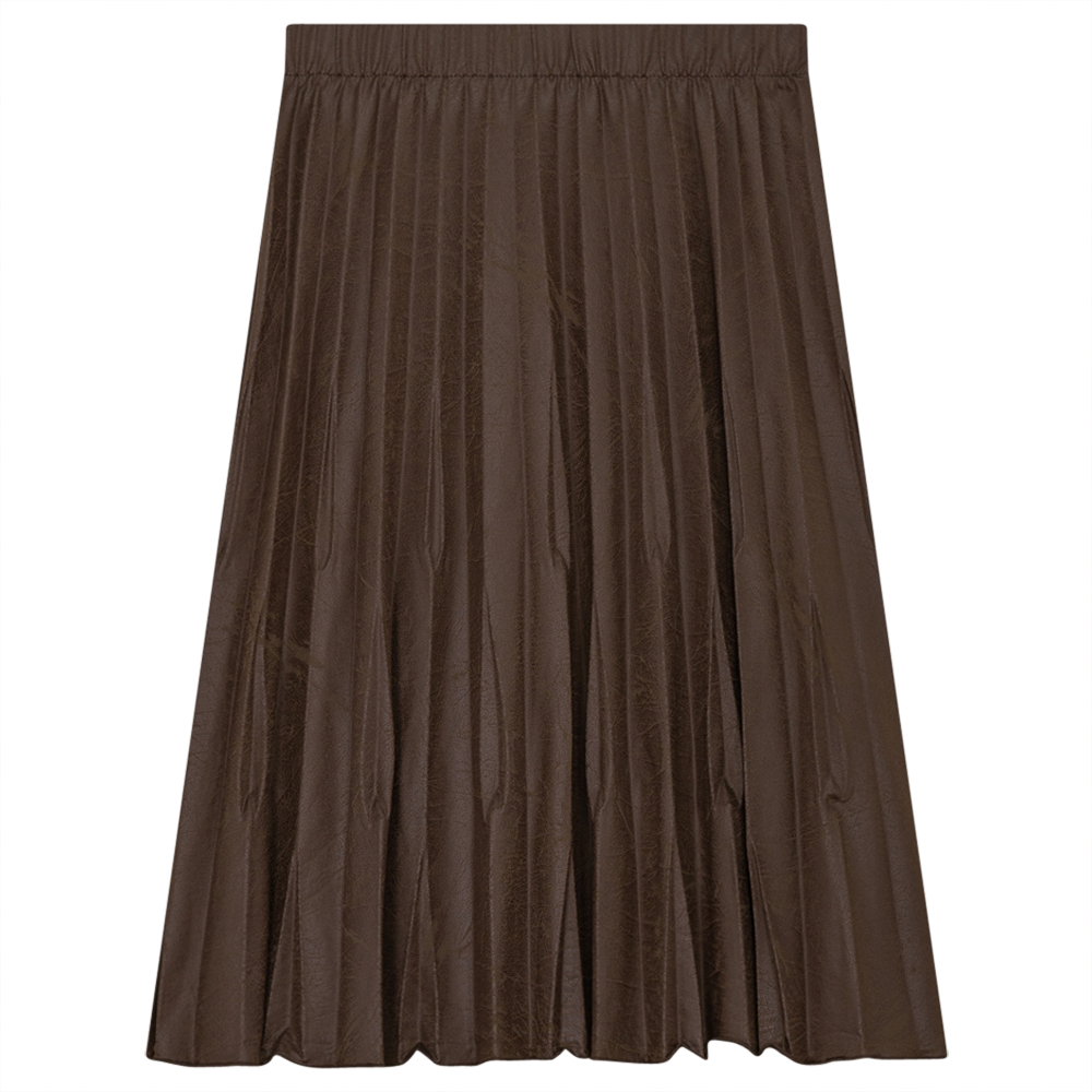 Rear Drop Pleated Skirt Chocolate