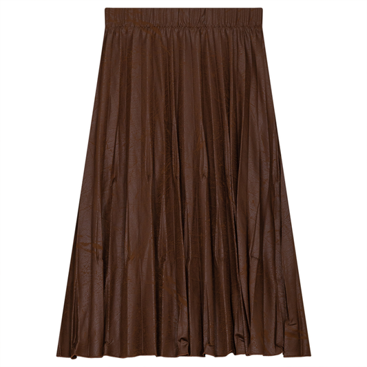Rear Drop Pleated Skirt Cognac