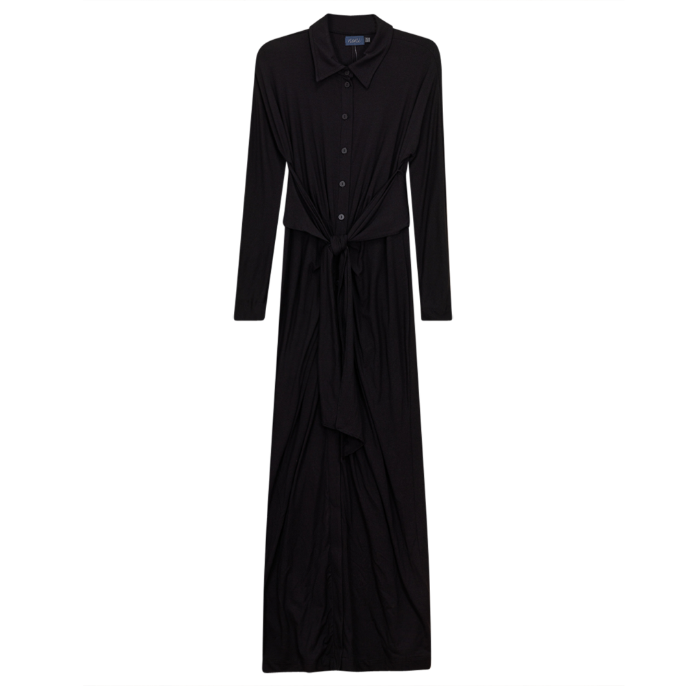 Dress With Collar And Belt Black