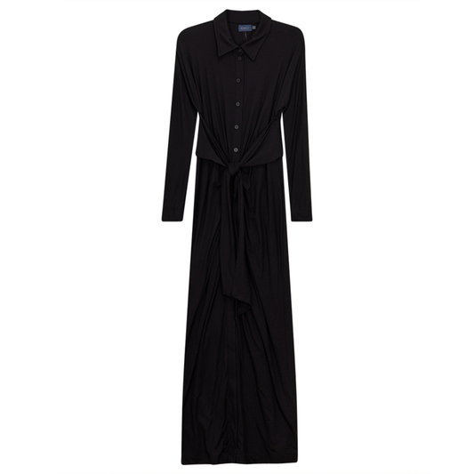 Dress With Collar And Belt Black