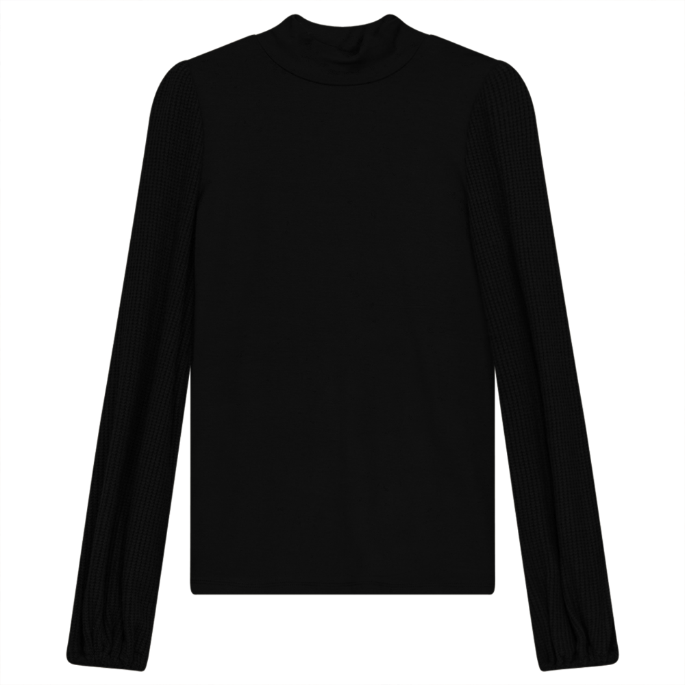 Chunkly Knit Sleeves Top Black