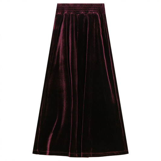 Maxi Skirt with Smocking Waist Wine