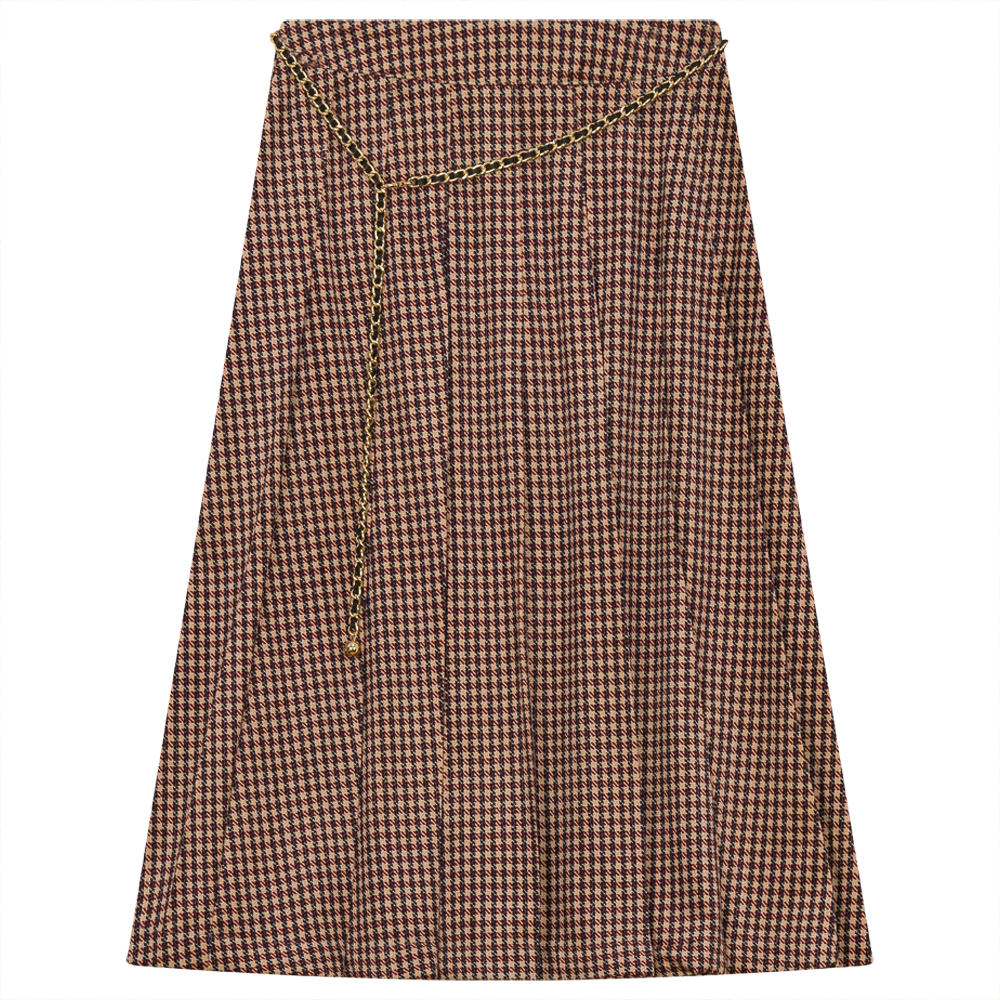 Checkered Print Pleated Skirt Checked Print
