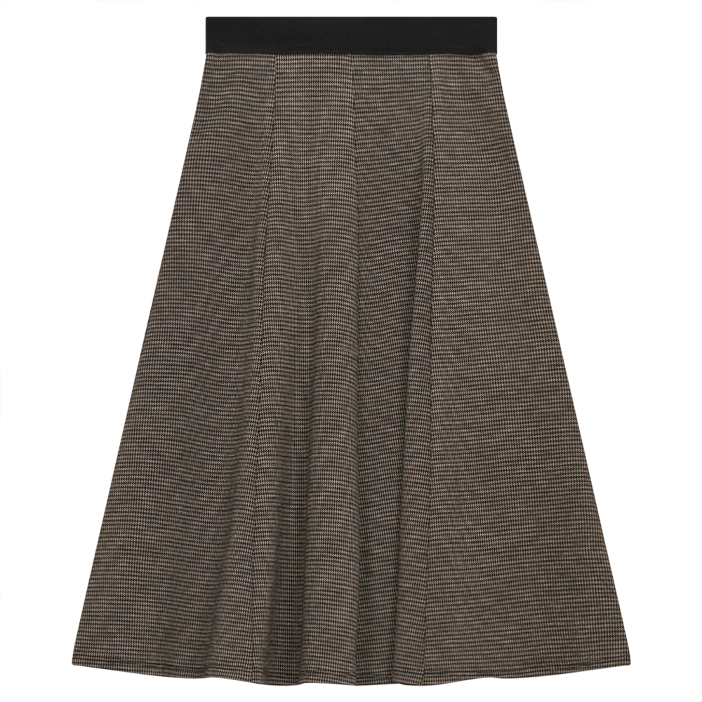 Houndstooth Skirt Brown Houndstooth