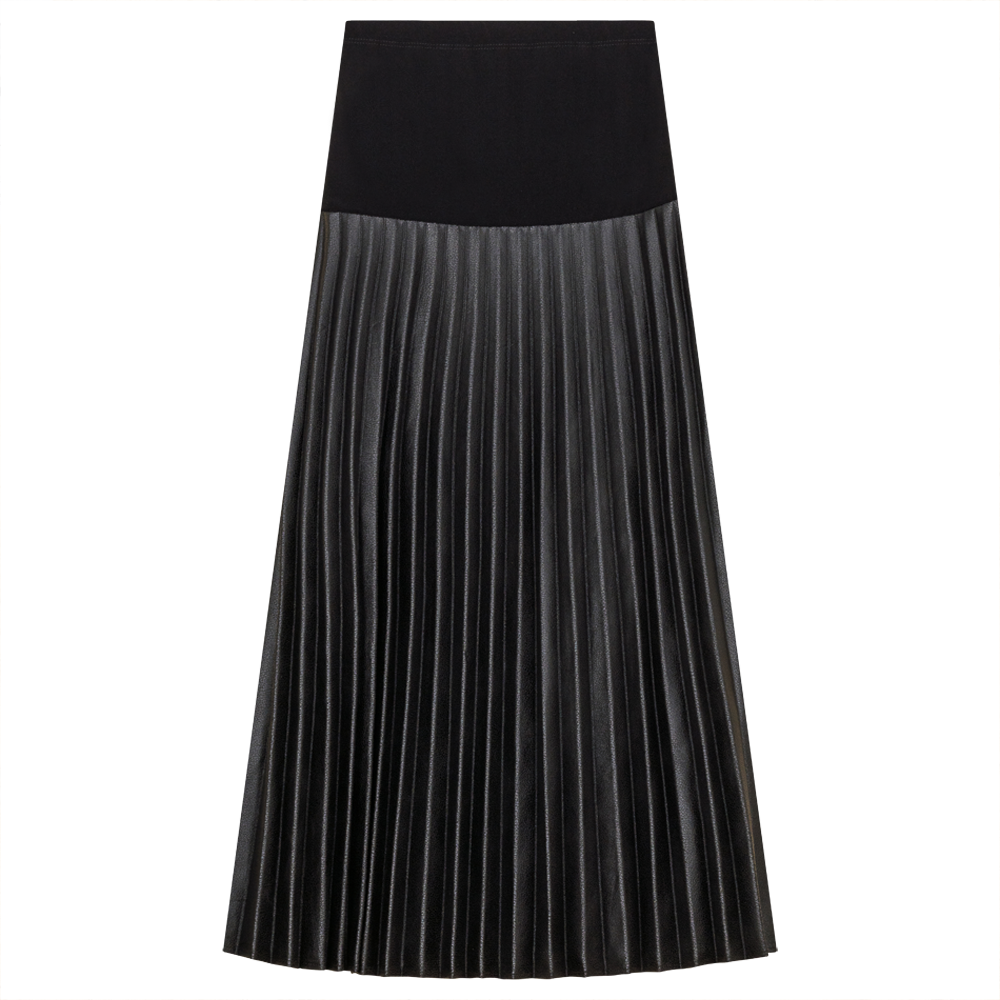 Knit Pleated Skirt Black