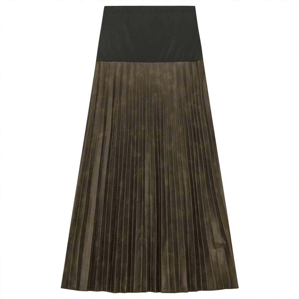 Knit Pleated Skirt Olive