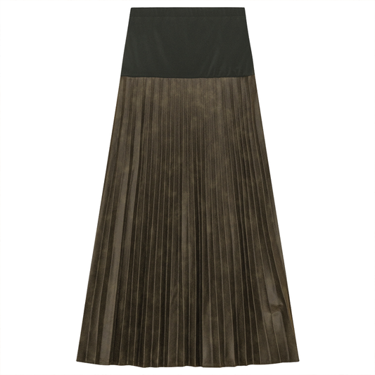 Knit Pleated Skirt Olive