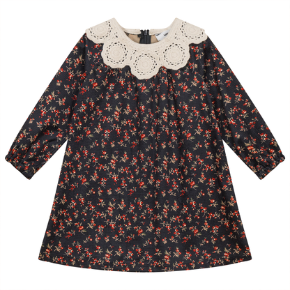 Dress with White Insert Collar Floral