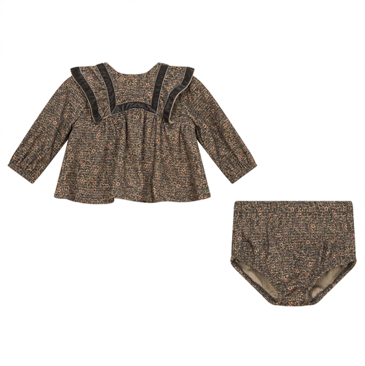 Ruffled 2pc Set BEIGE FLORAL