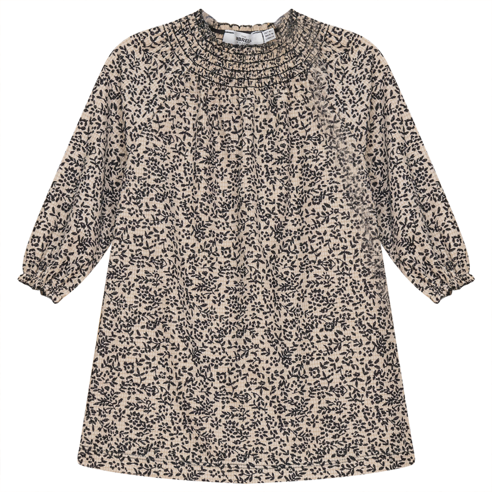 Dress with Smocking Collar Black Cream