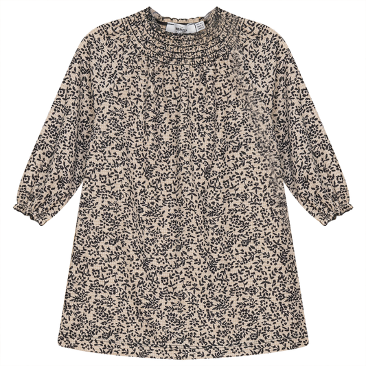 Dress with Smocking Collar Black Cream