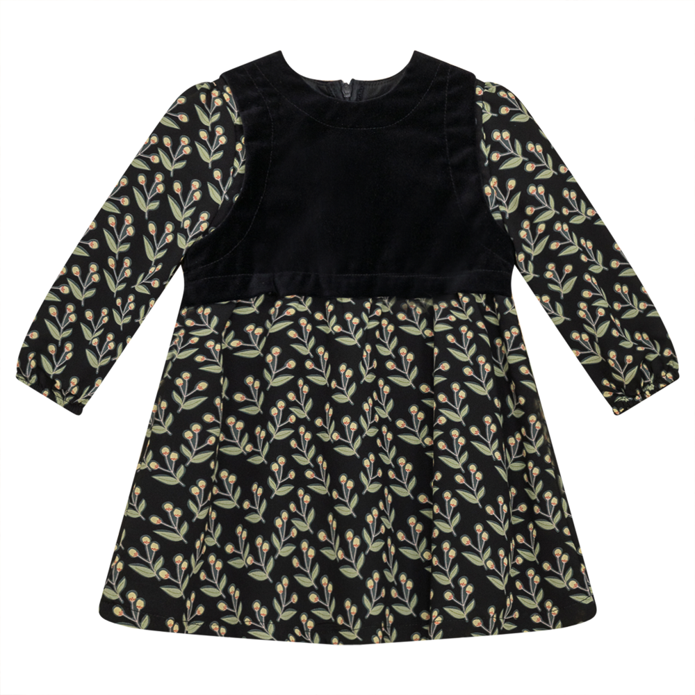 Dress with Insert Vest GREEN FLORAL