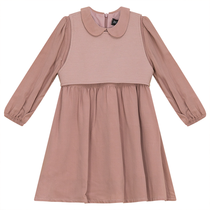Dress with Knit Vest Mauve