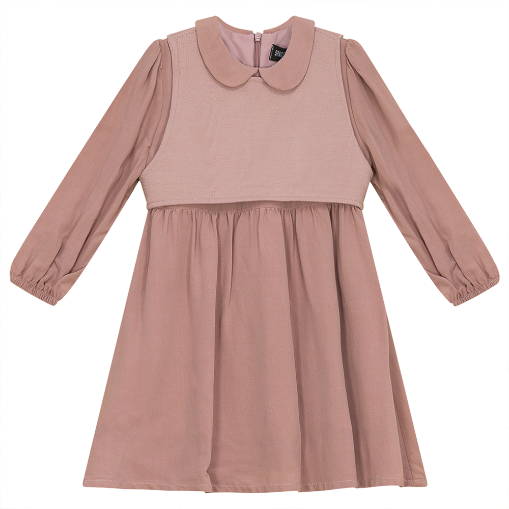 Dress with Knit Vest Mauve
