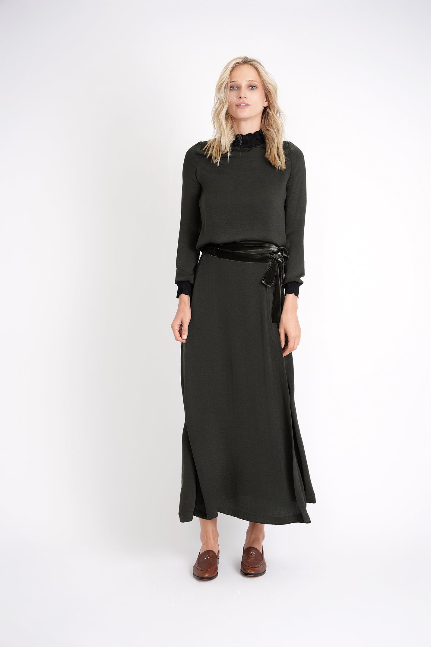 Mock Neck Top with Elastic Rib Lace