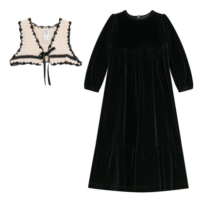 Dress with Contrast Vest Black