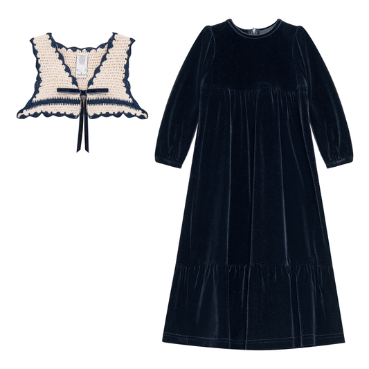 Dress with Contrast Vest Denim