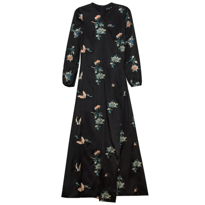 Floral Printed Wrap Dress Black Print