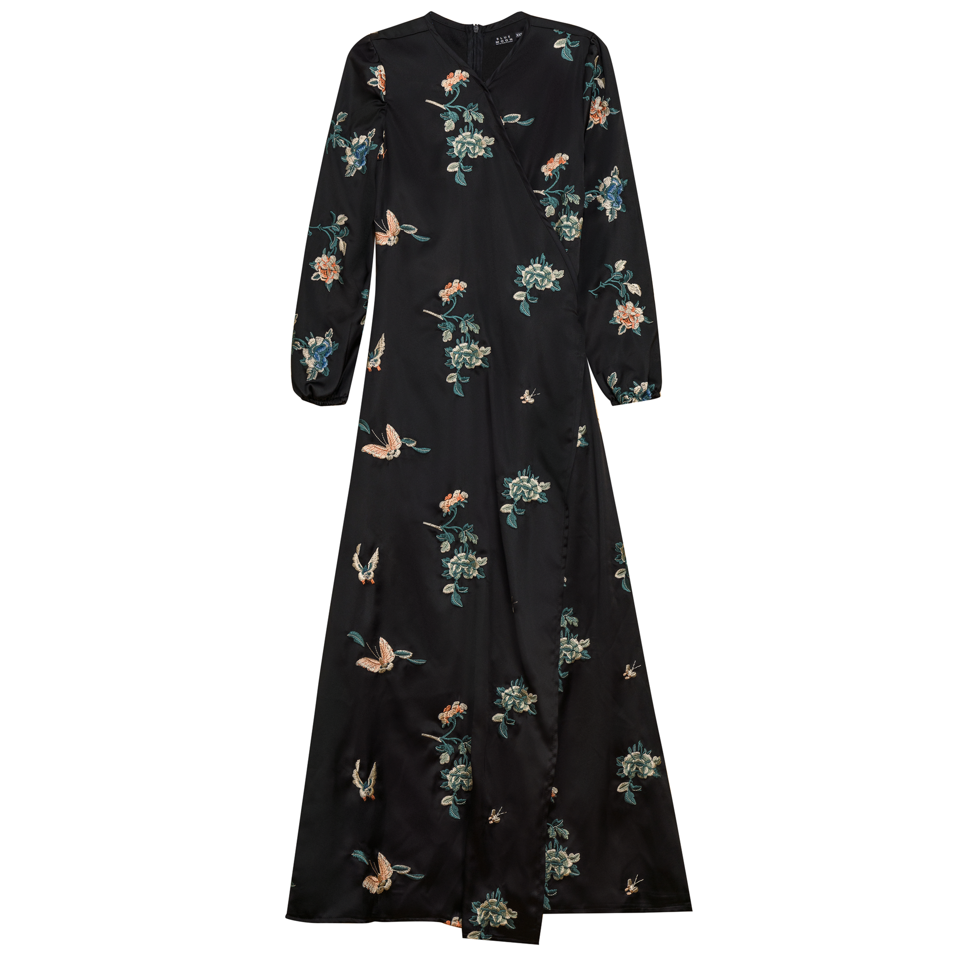 Floral Printed Wrap Dress Black Print