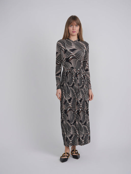 Printed Pleated Maxi Dress