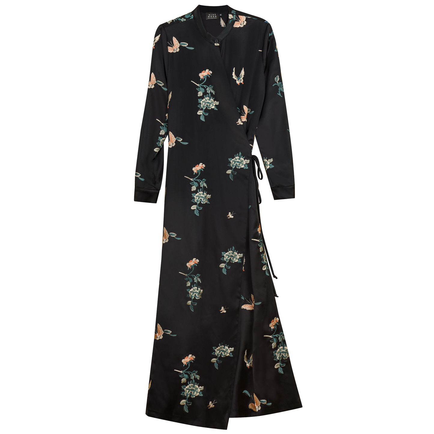 Silk Wrap Dress Black Print